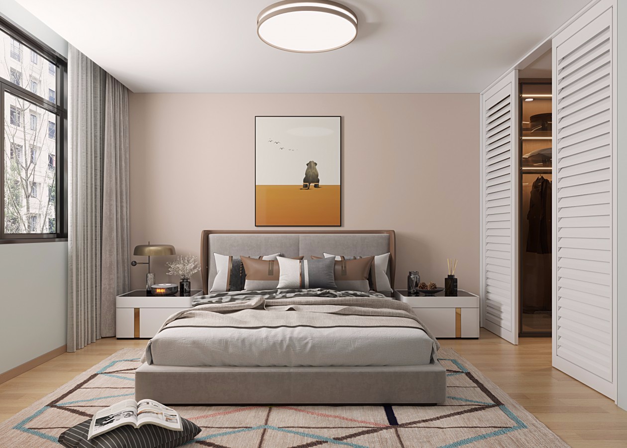 恒大綠洲80m&sup2;北歐風案例-主臥效果圖