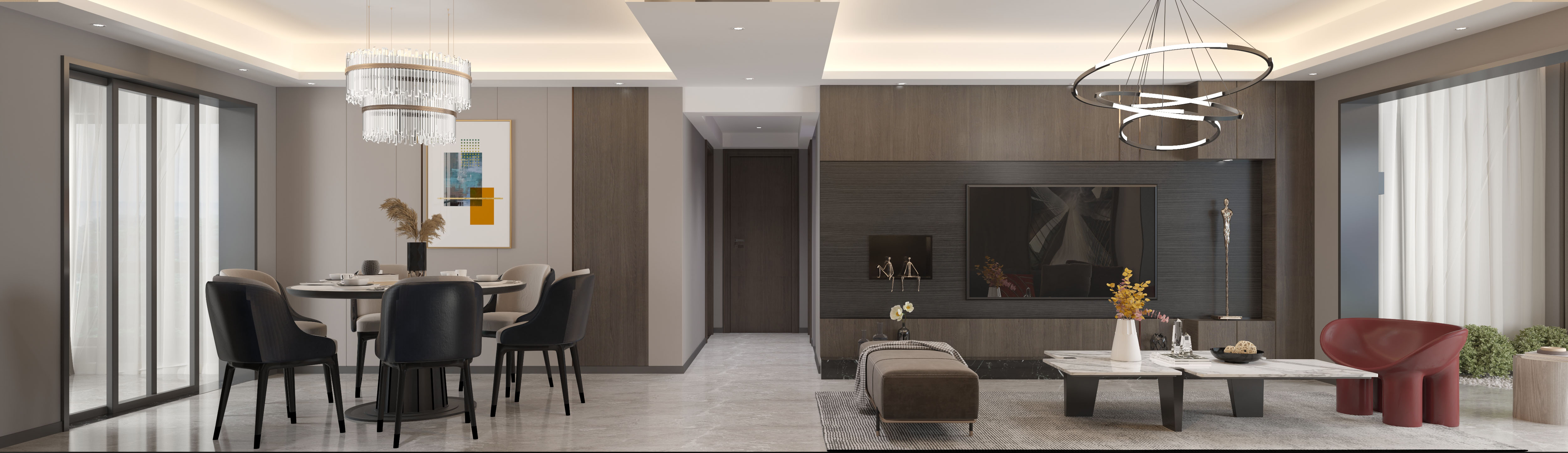 南寧新房裝修-現代輕奢-客餐廳